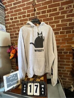 Scary Black Cat with Bloody Knife Motif Hoodie.  What?
